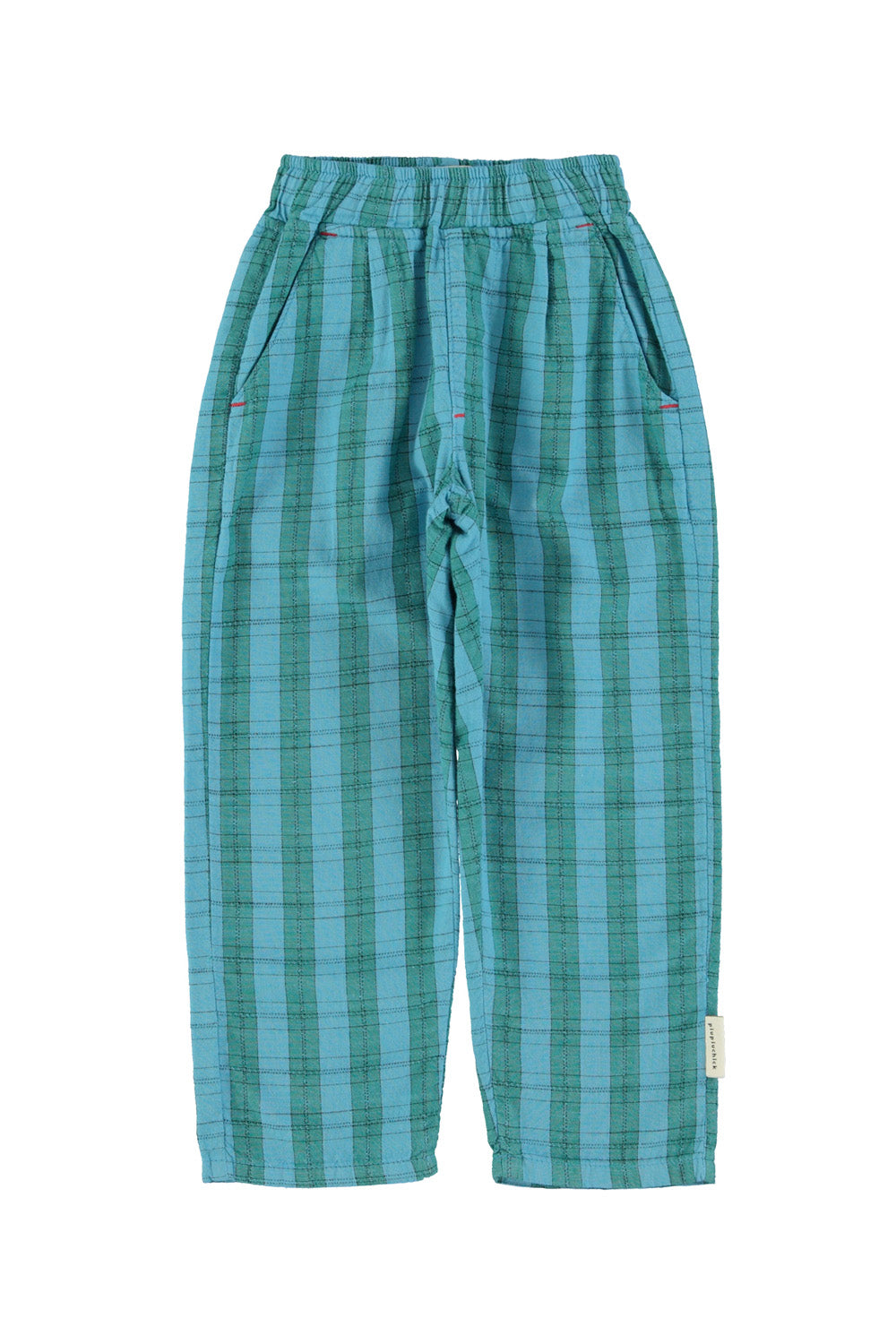 pantalone check blue