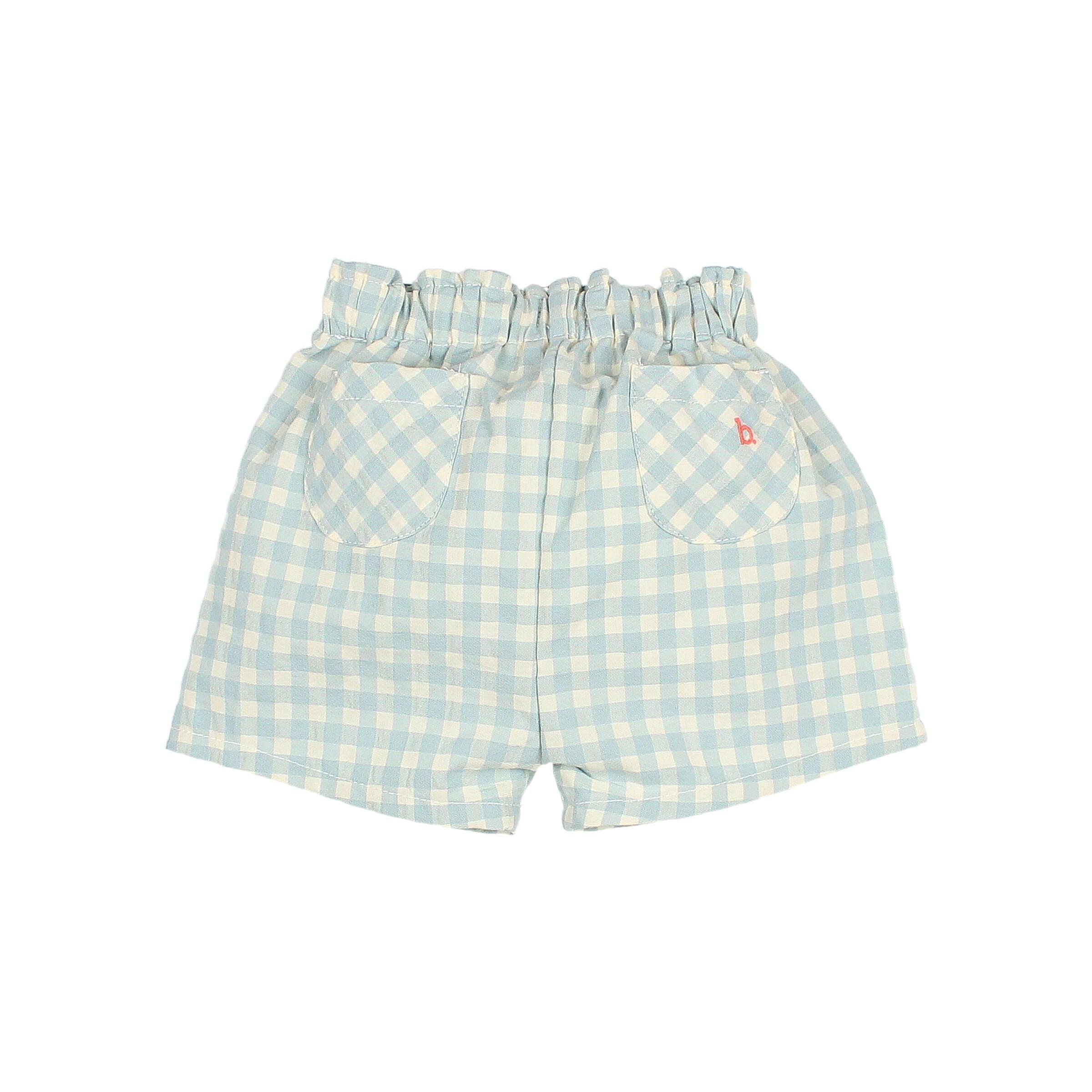 short gingham acqua