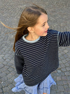 t-shirt manica lunga riga blu