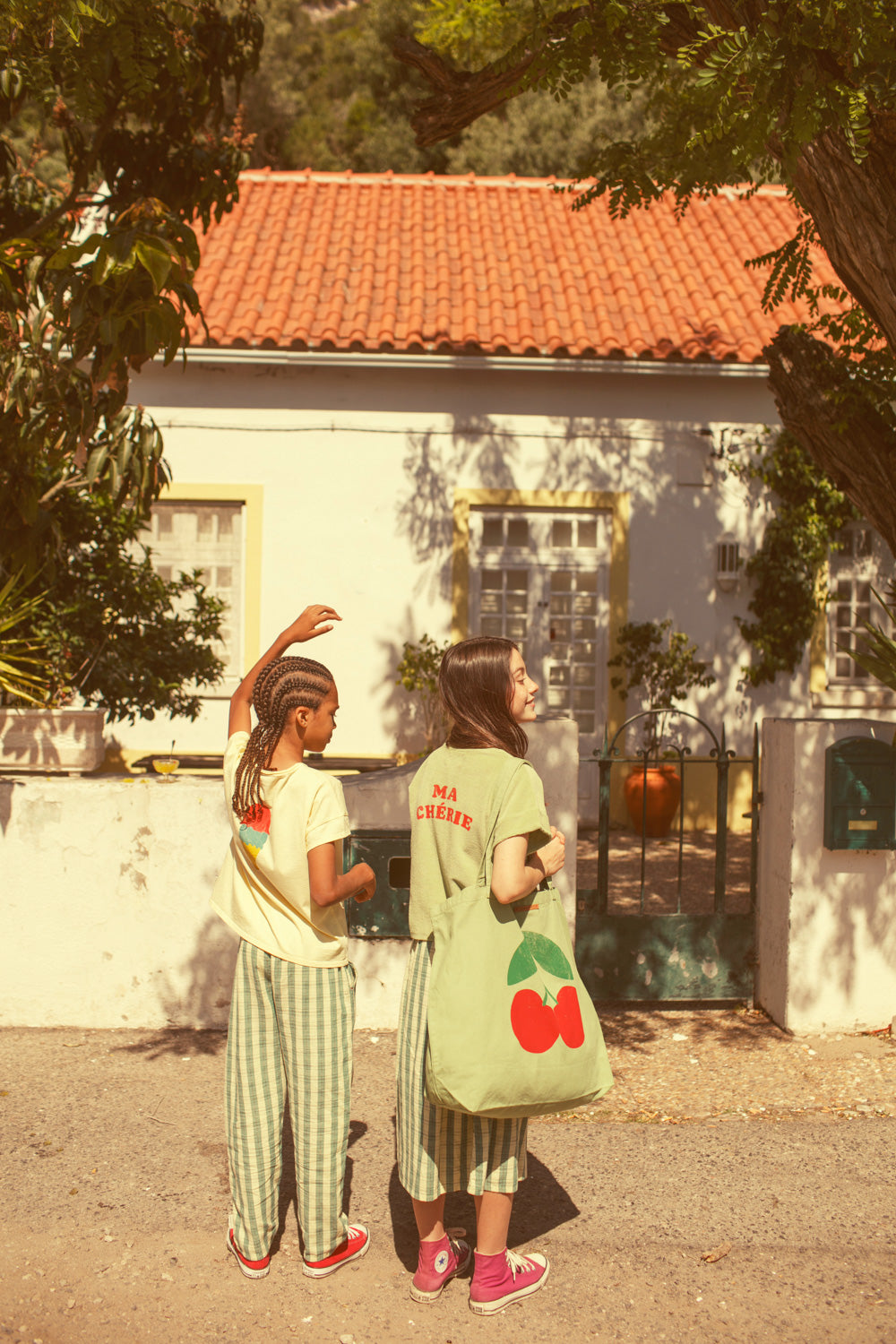 pantalone check green