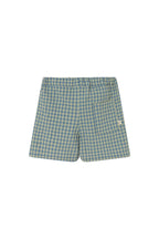 short gingham blue