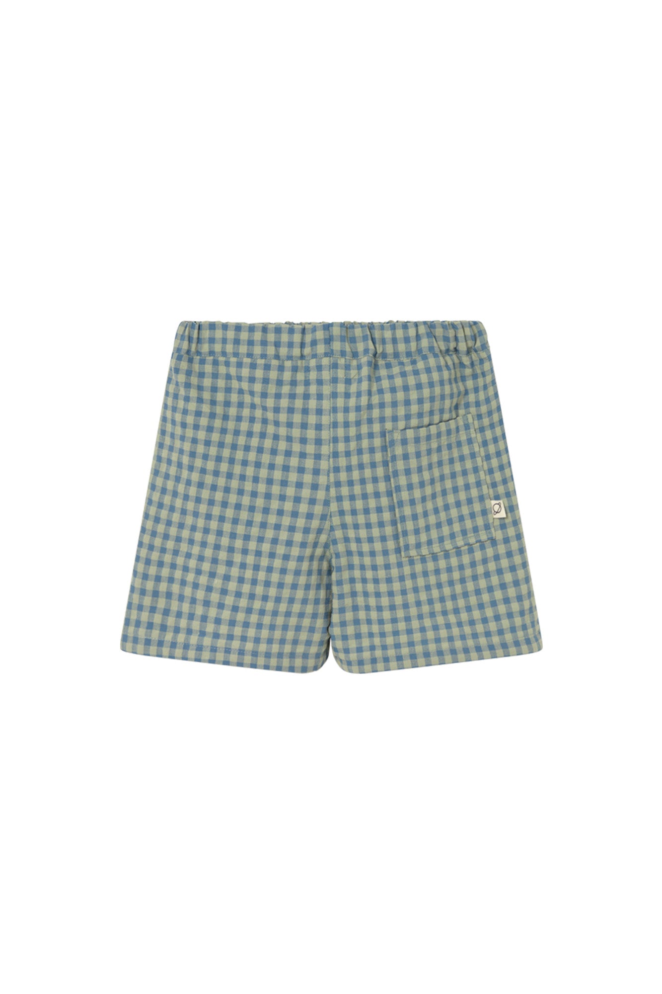 short gingham blue