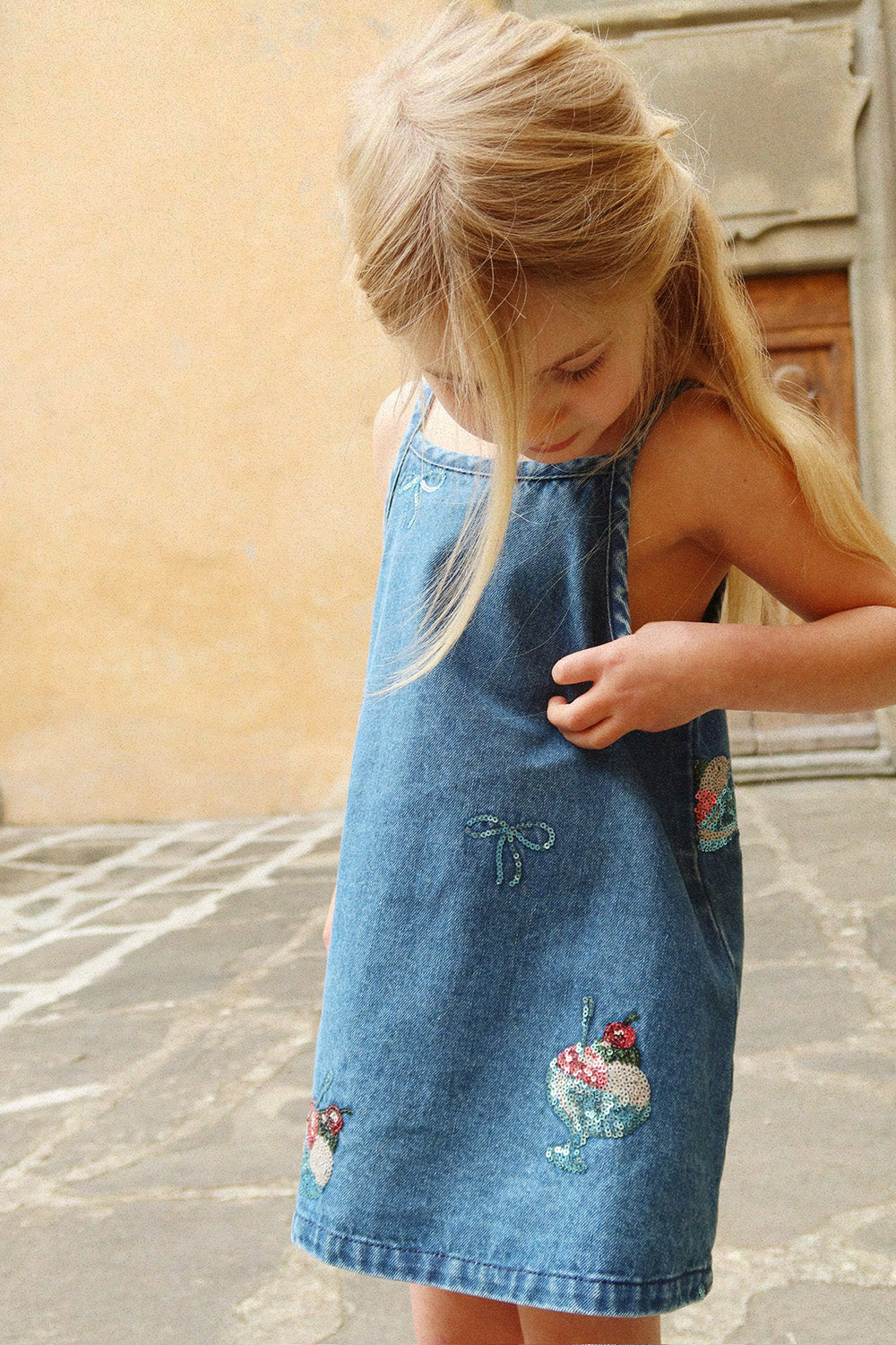 abito denim paillettes gelato