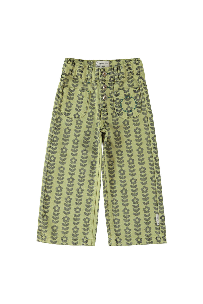 pantalone verde fiori