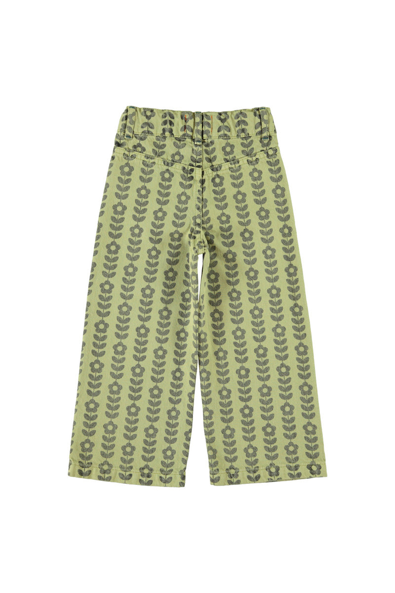 pantalone verde fiori